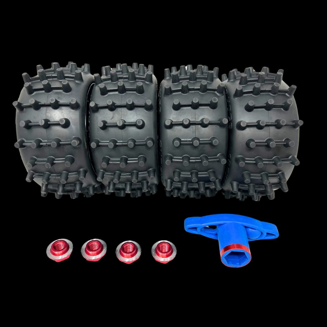 Mad Max Traxxas X-Maxx 186mm Super Hog V2 Spike Wheel/Tyre set with adapters