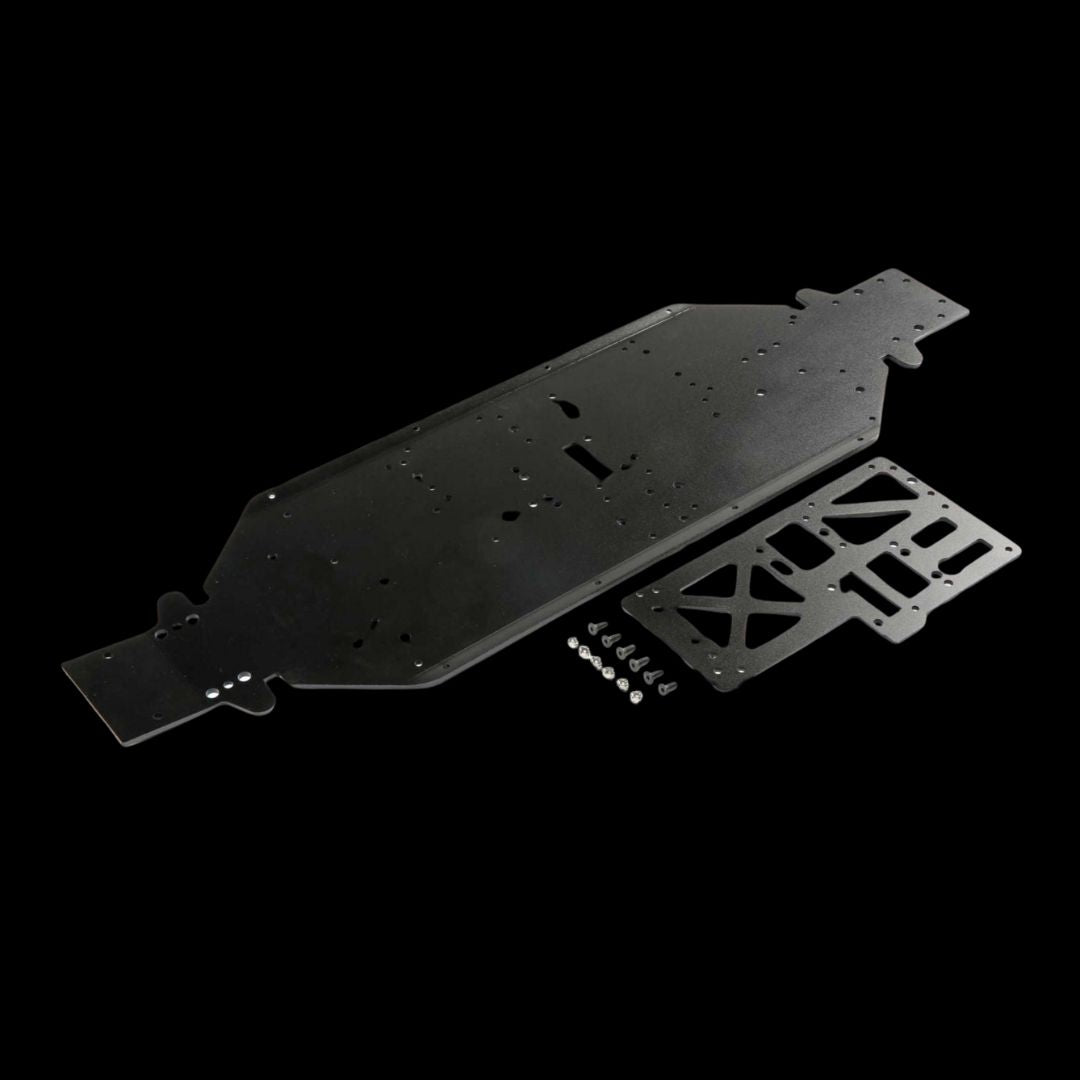Chassis w/Brace, 4mm Black: DBXL-E 2.0 - LOS251090