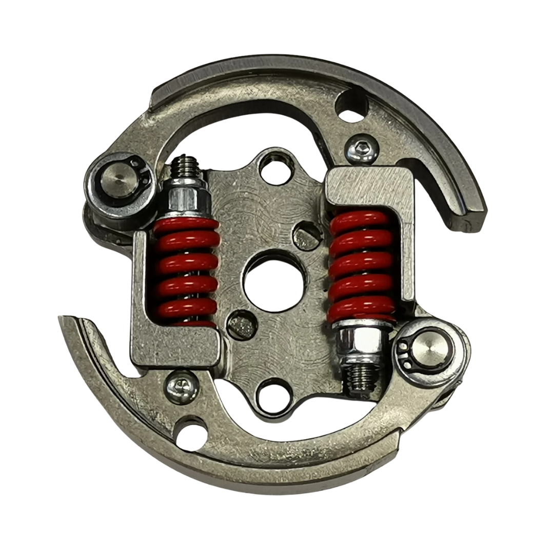 Mechanical clutch with red springs on a white background