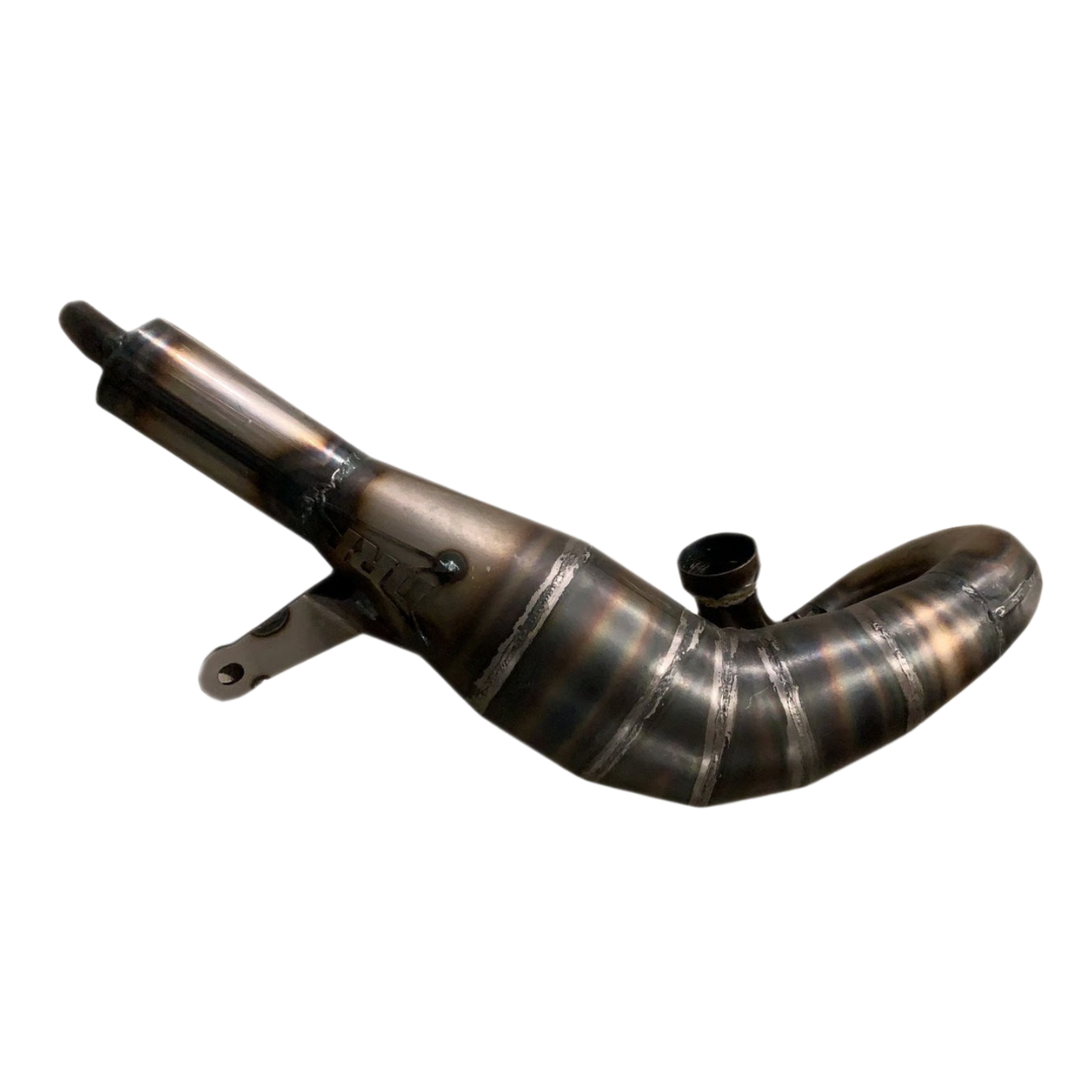 Metallic exhaust pipe on a white background