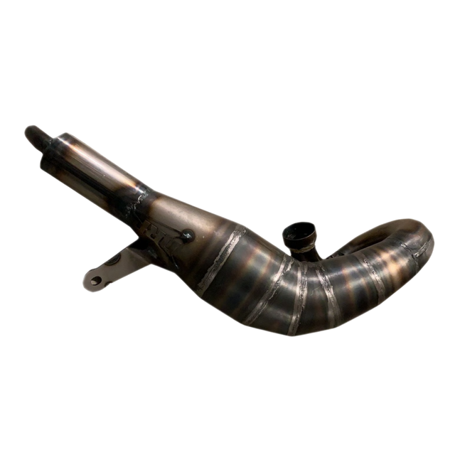 Metallic exhaust pipe on a white background