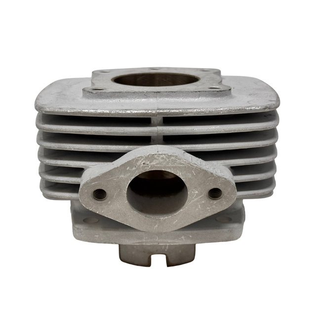 Metal engine cylinder head on a white background