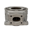 Metal engine cylinder head on a white background