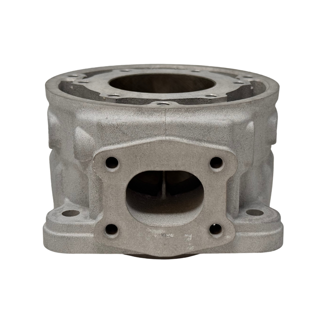 Metal engine cylinder head on a white background