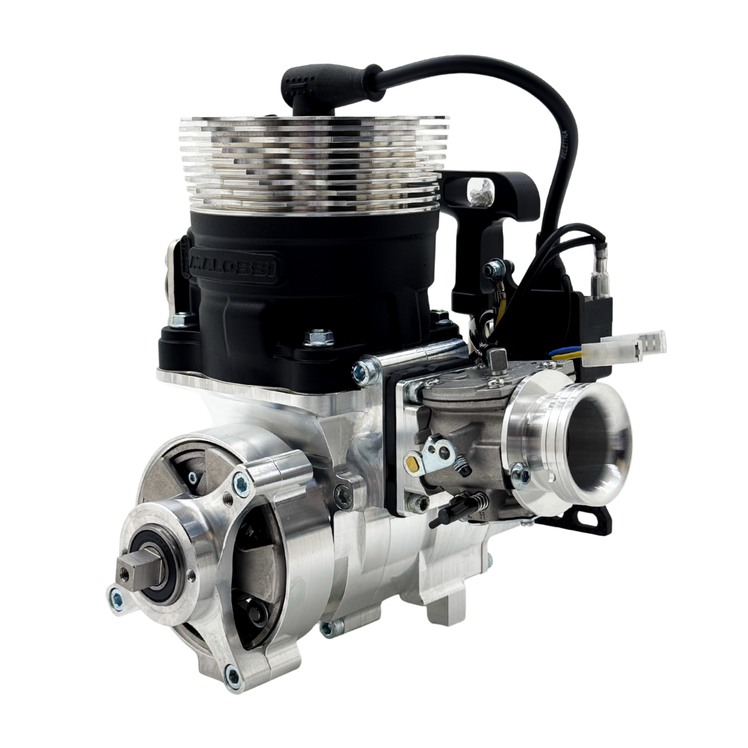 Engine block with components on a white background