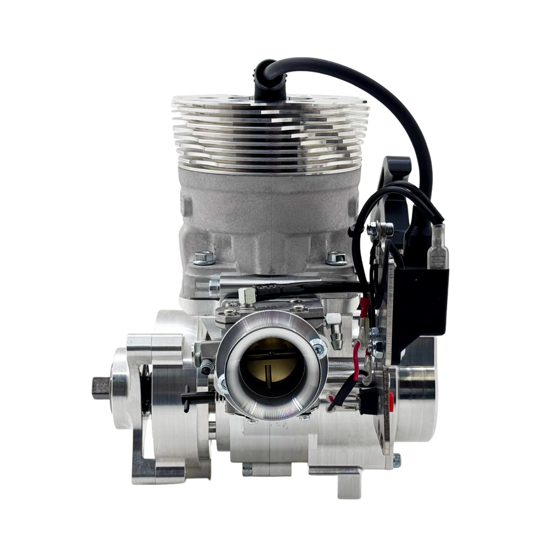 RC car engine block on a white background