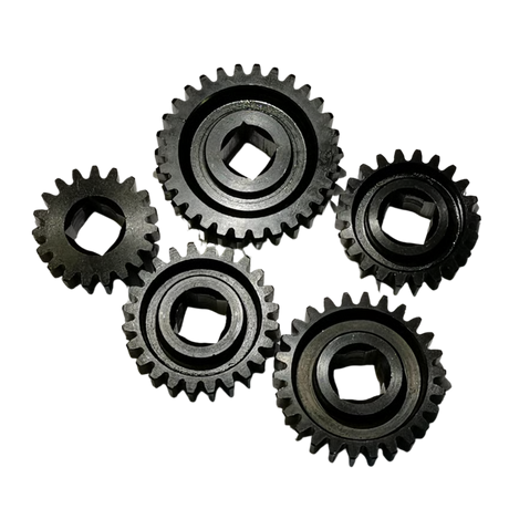 Set of black gears on a white background