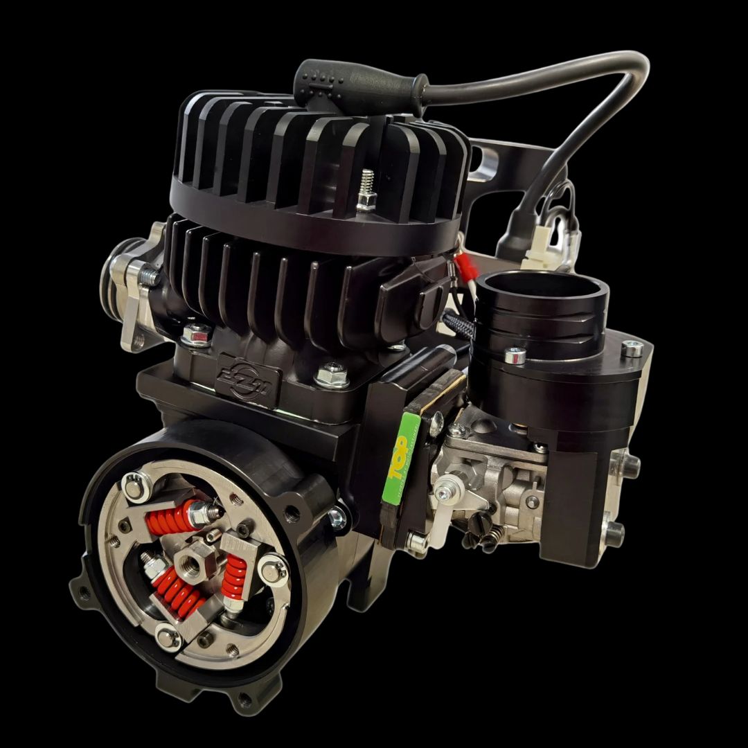 Engine or mechanical component on a black background