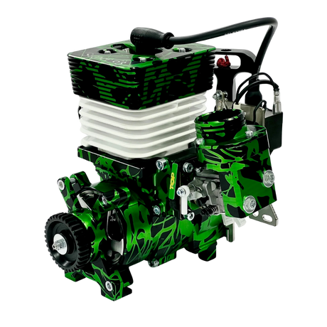 Green and black engine on a white background