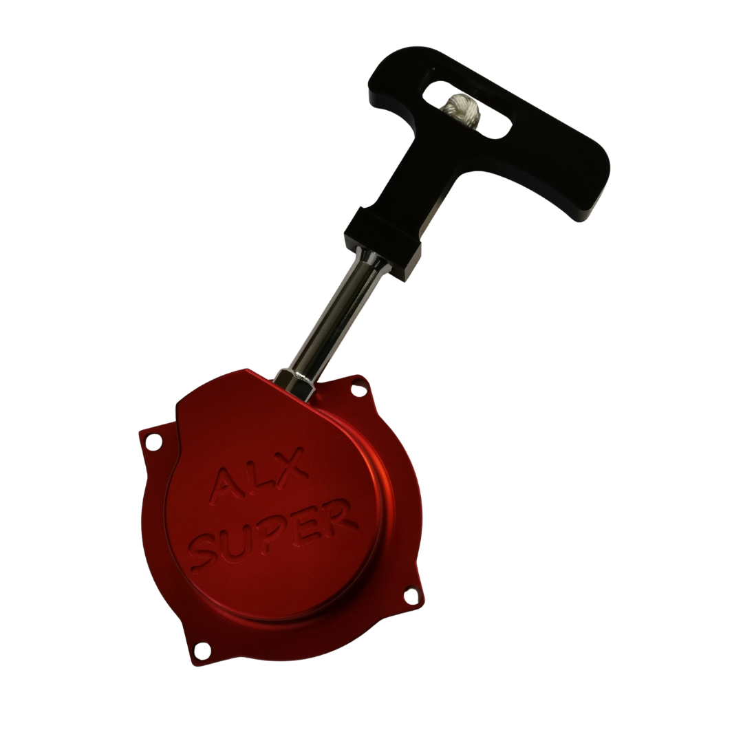 Red pull starter component with 'ALX Super' branding on a white background