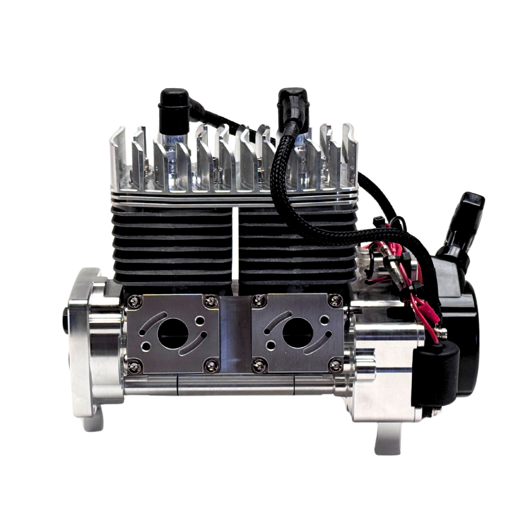 Engine block with components on a white background