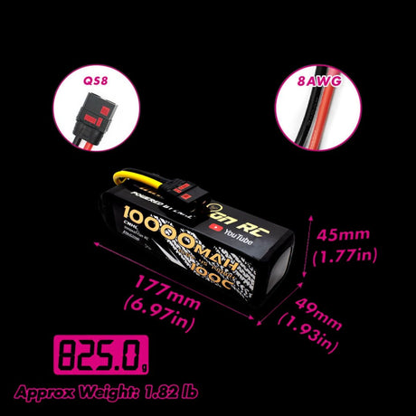 CNHL Racing Series 10000mAh 14.8V 4S 100C Lipo Battery with QS8 Plug