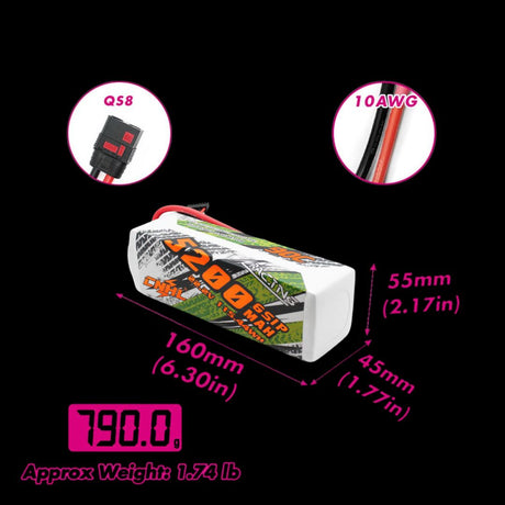 CNHL Racing Series 5200mAh 22.2V 6S 90C Lipo Battery with QS8 Plug