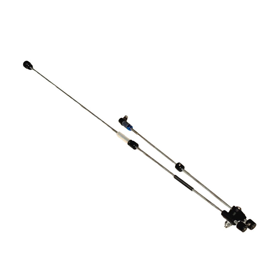 Two metal rods with connectors on a white background