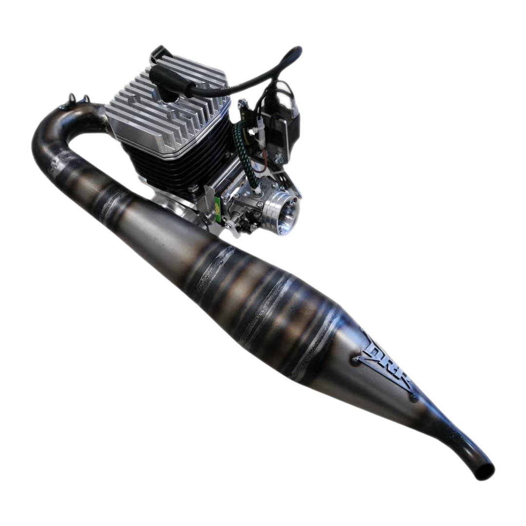 RC car exhaust system on a white background