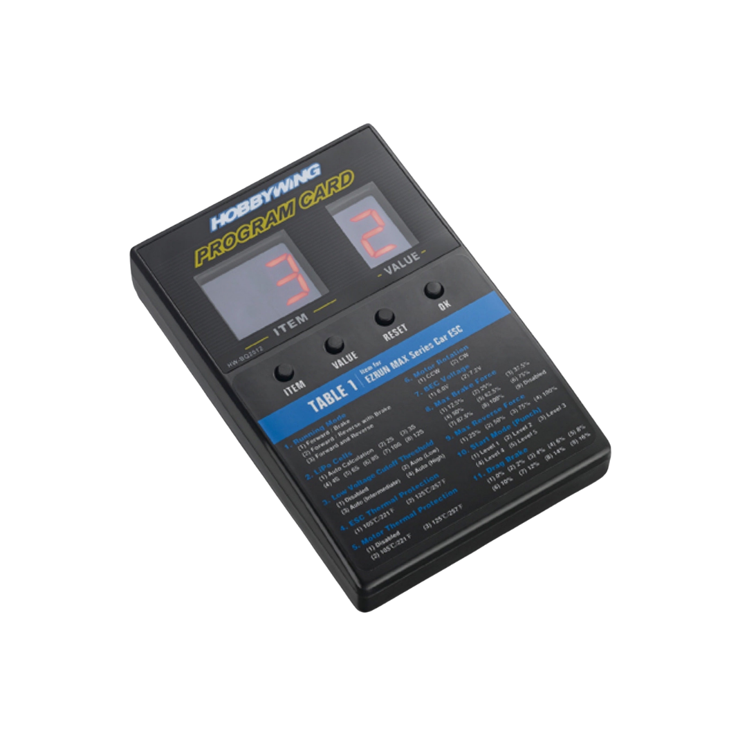 Hobbywing digital programmer on a white background