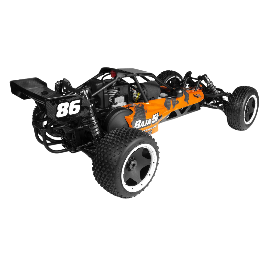 Model of a remote control car with visible branding on a white background