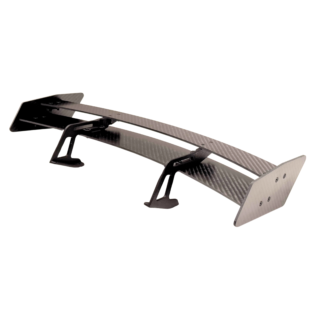 Carbon fiber car winglet on a white background