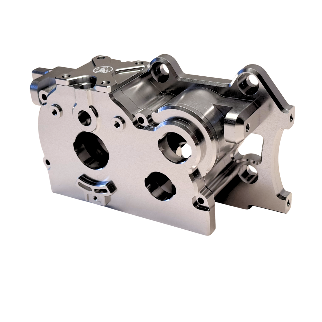 Metal engine block on a white background