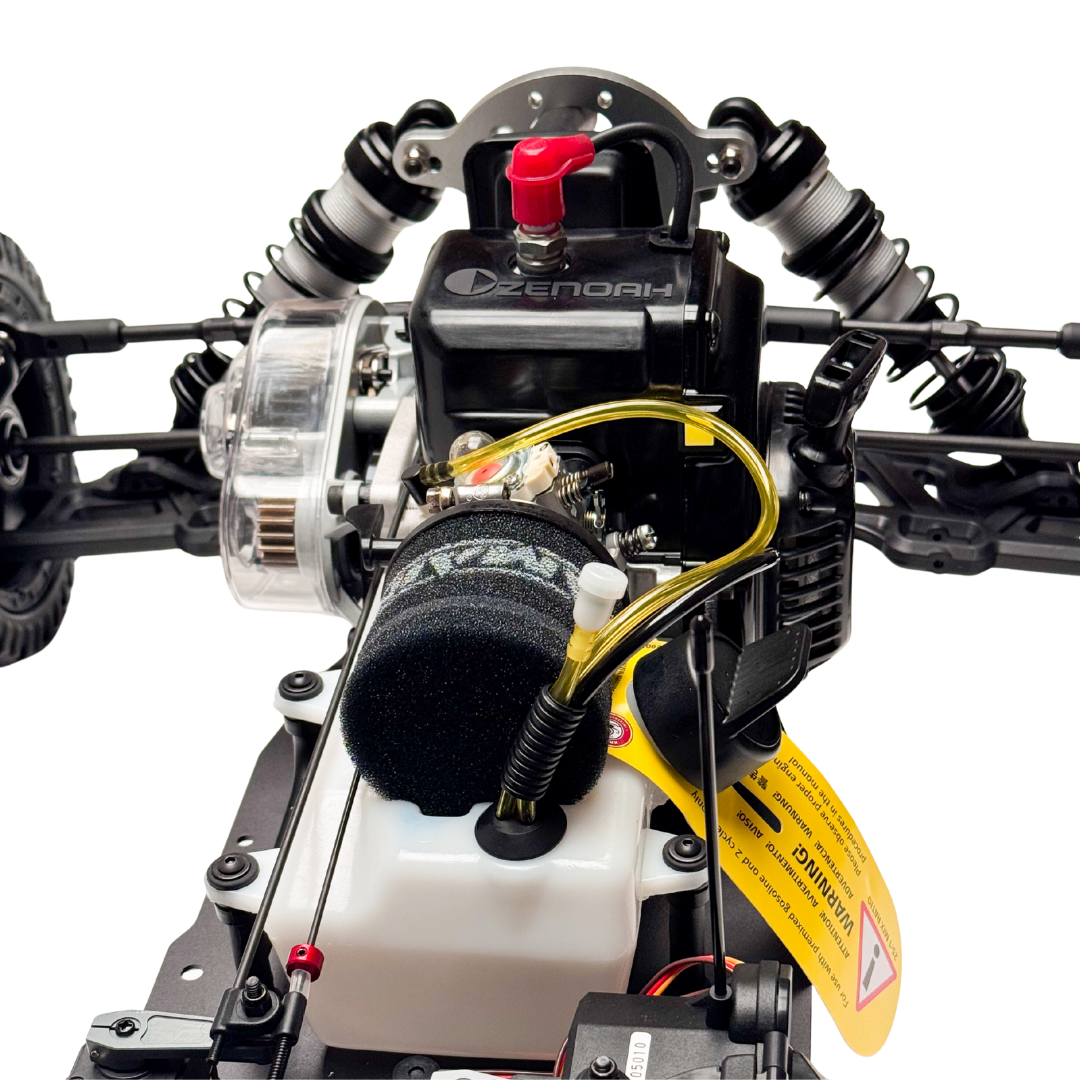 Close-up of a mechanical model with visible branding on a white background