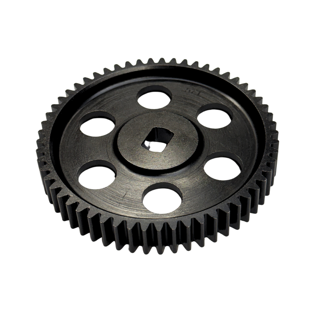Black gear on a white background