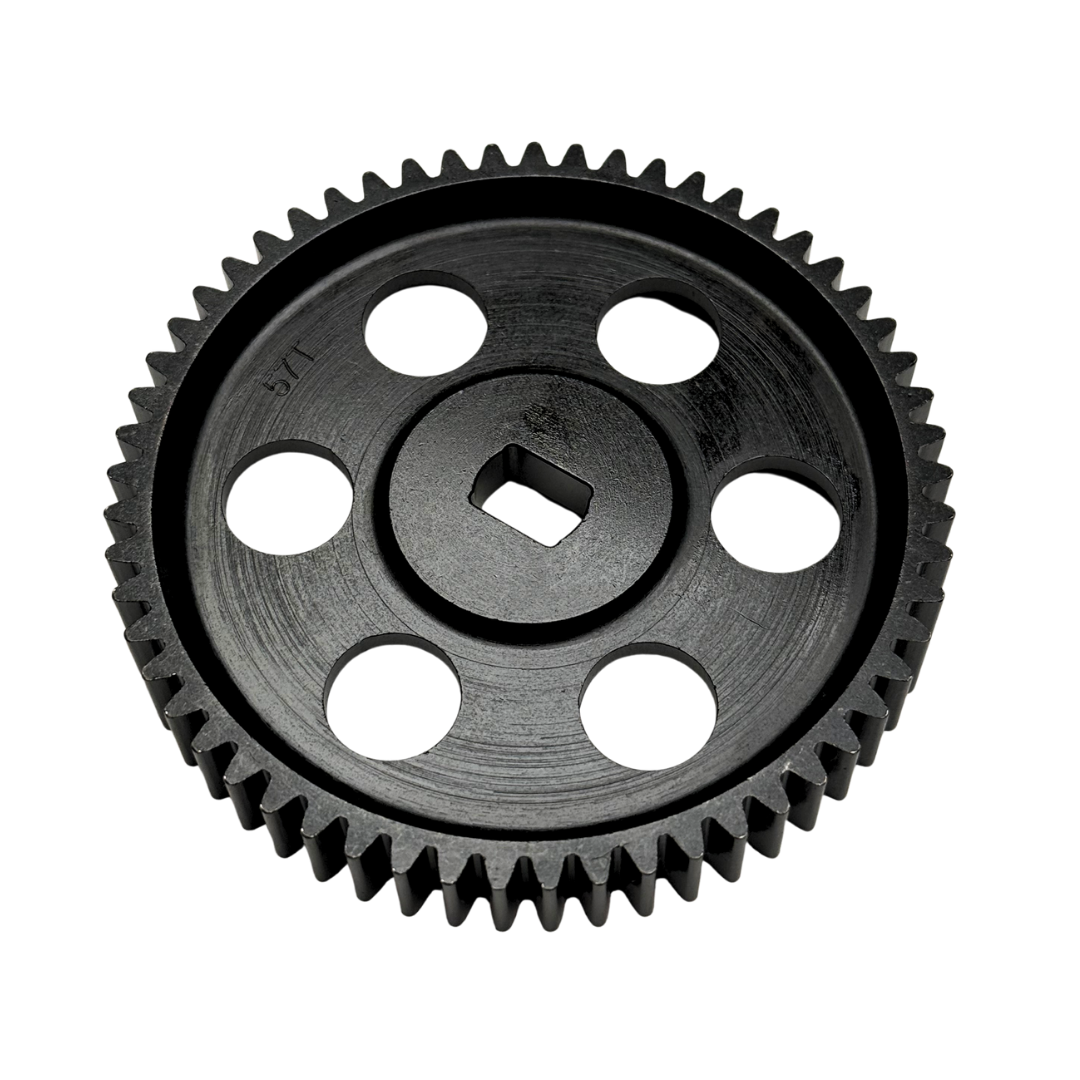 Black gear on a white background