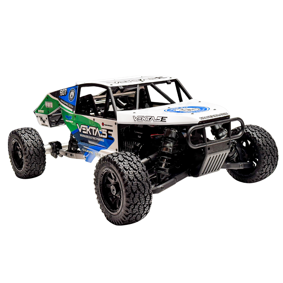 Model of a remote control off-road vehicle with visible branding on a white background