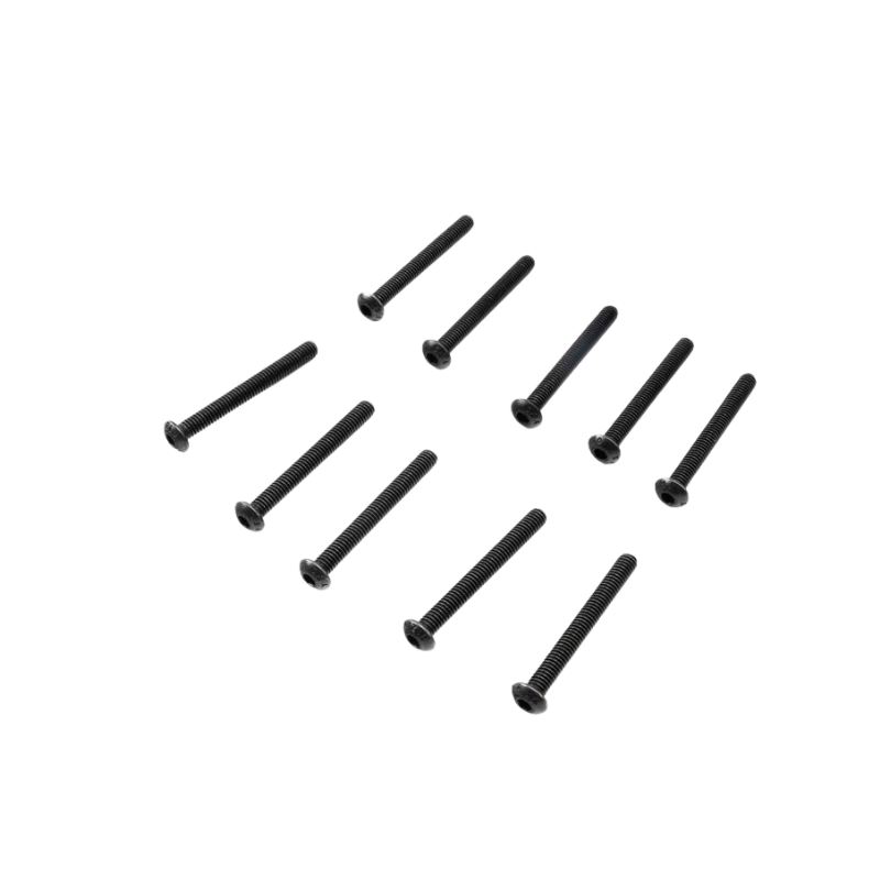 Set of black screws on a white background