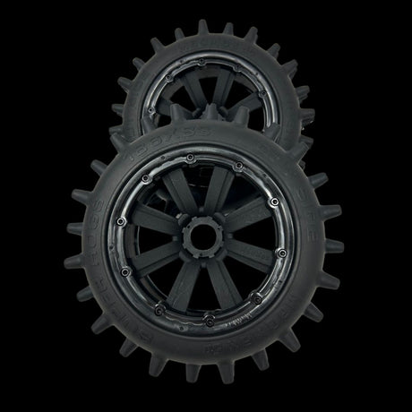Pair of Mad Max Super Hog V2 Rear 186mm Spike Wheel/Tyres (2)