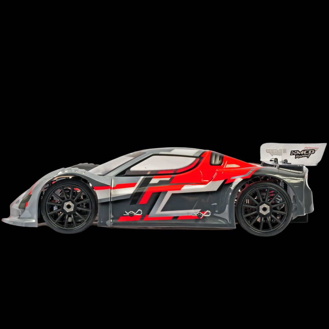 MCD OCTOX Ultimate with painted supercar body shell side profile view