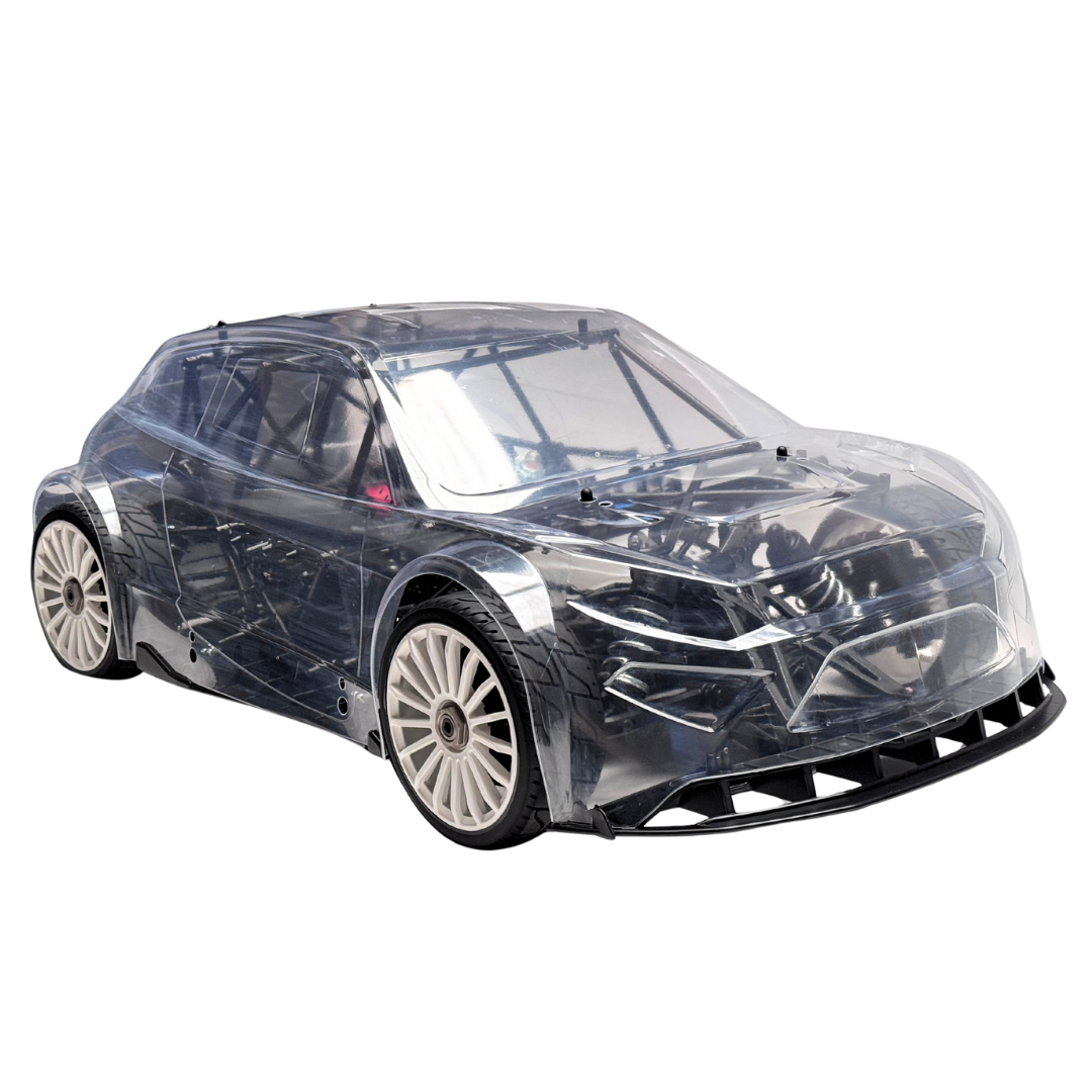 Clear body shell of a car on a white background