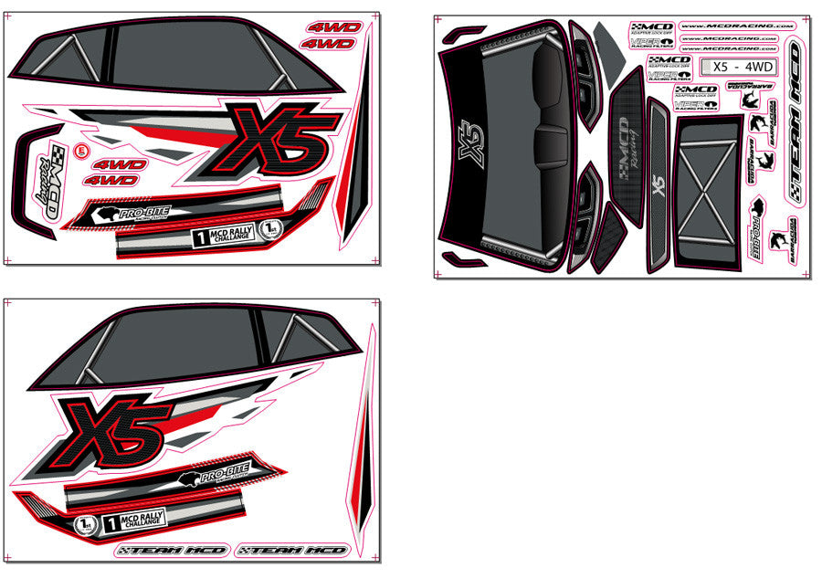 MCD XR5 Rally Body decal sticker sheet