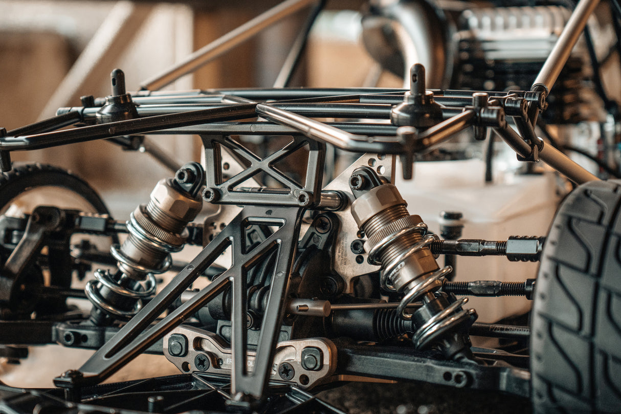 MCD Racing rally car front suspension and body mount