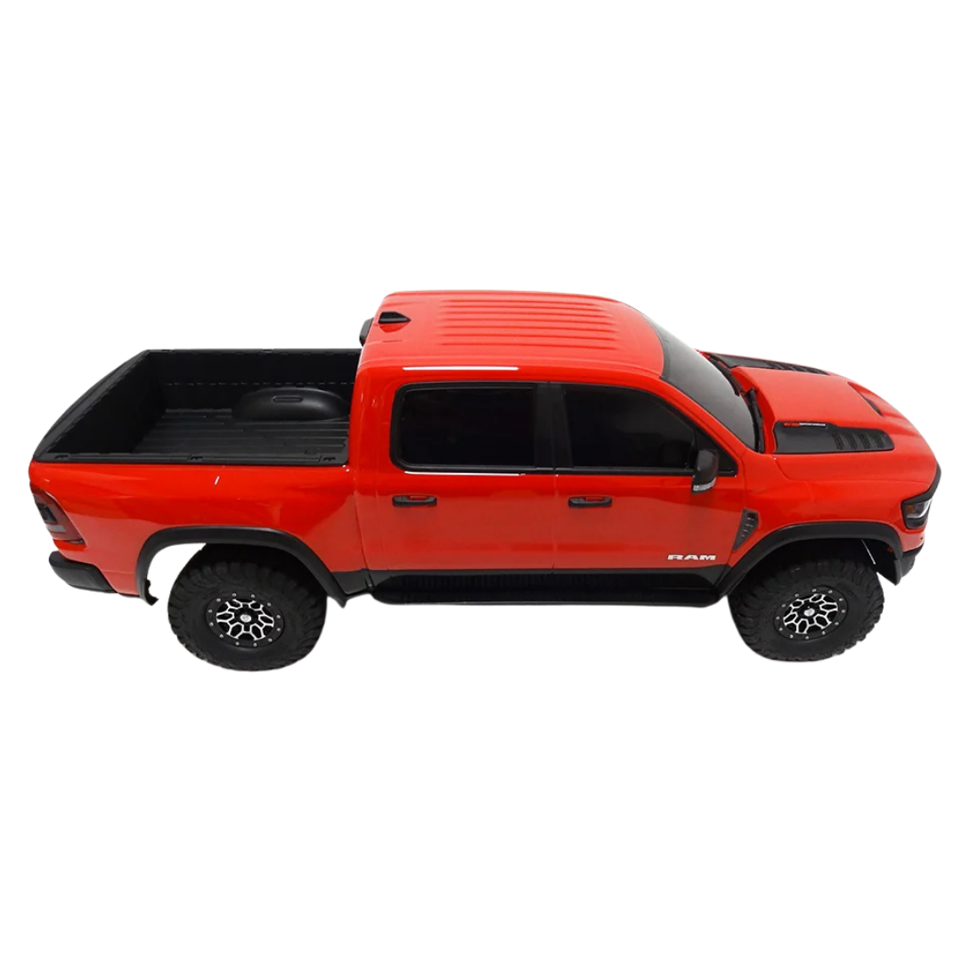Red pickup truck on a white background