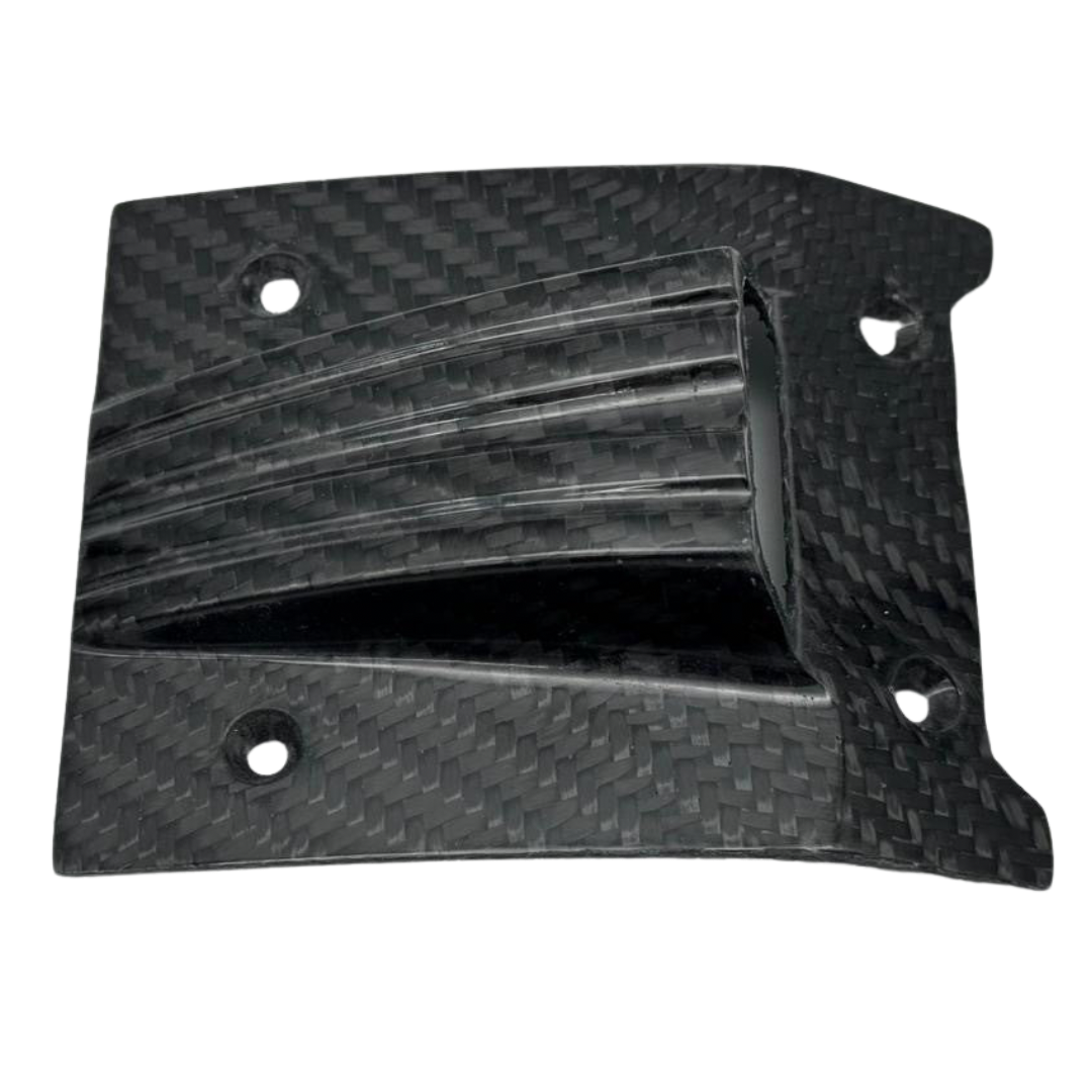Carbon fiber panel with a textured surface on a white background