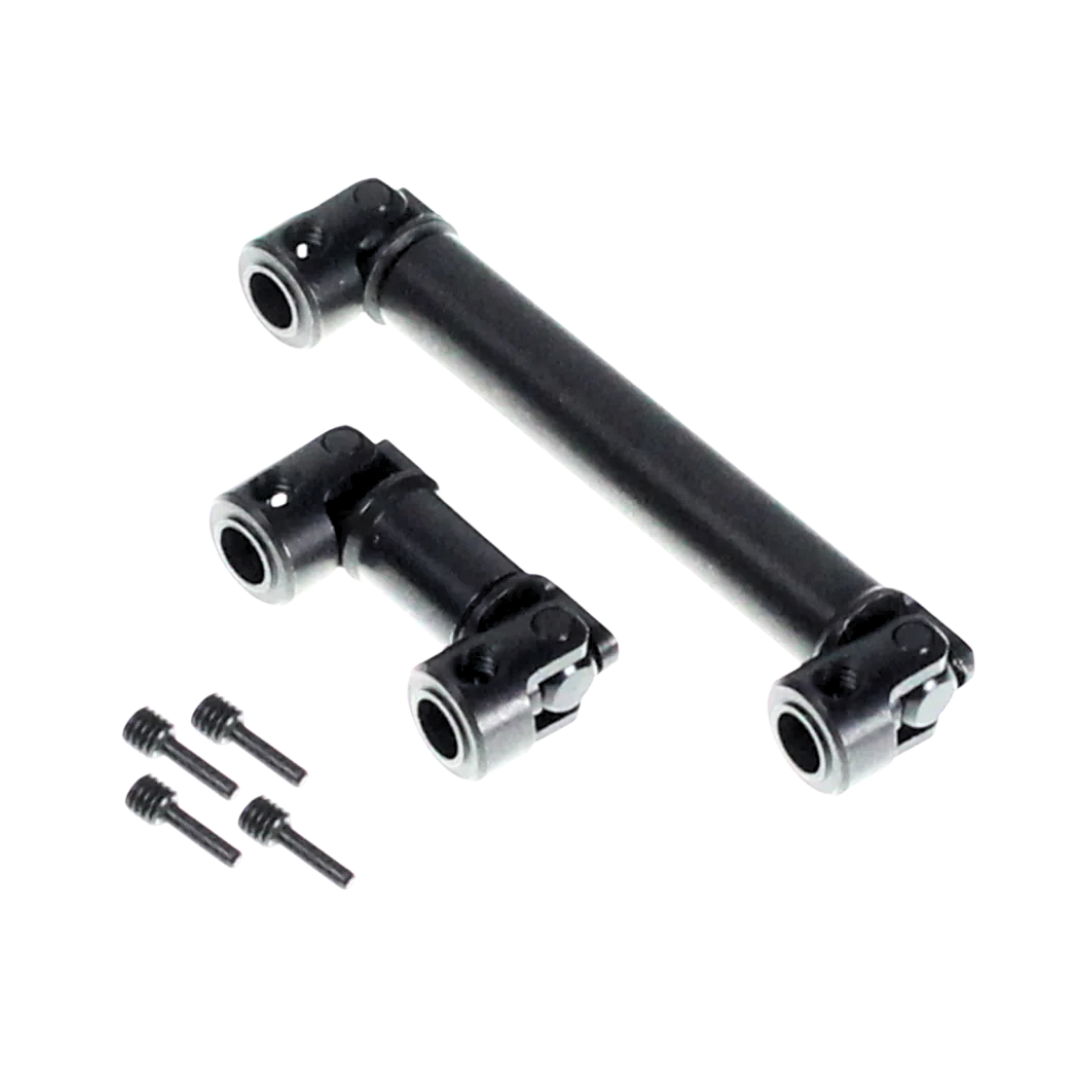 Black metal shaft and connectors on a white background