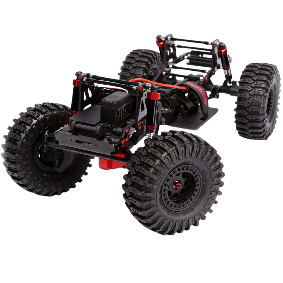 Model of a four-wheeled vehicle with large tires on a white background