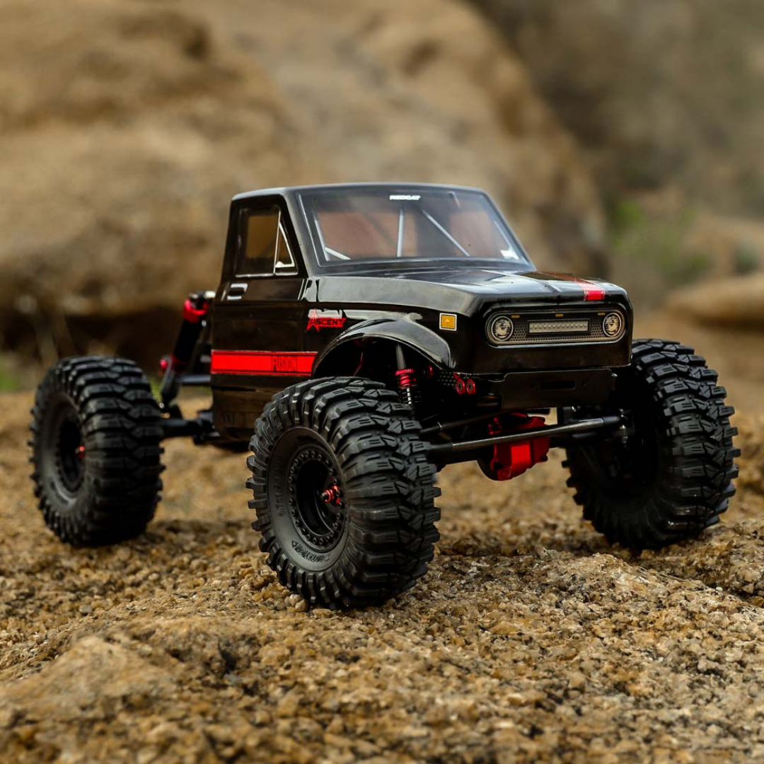 Model off-road vehicle on a rocky terrain
