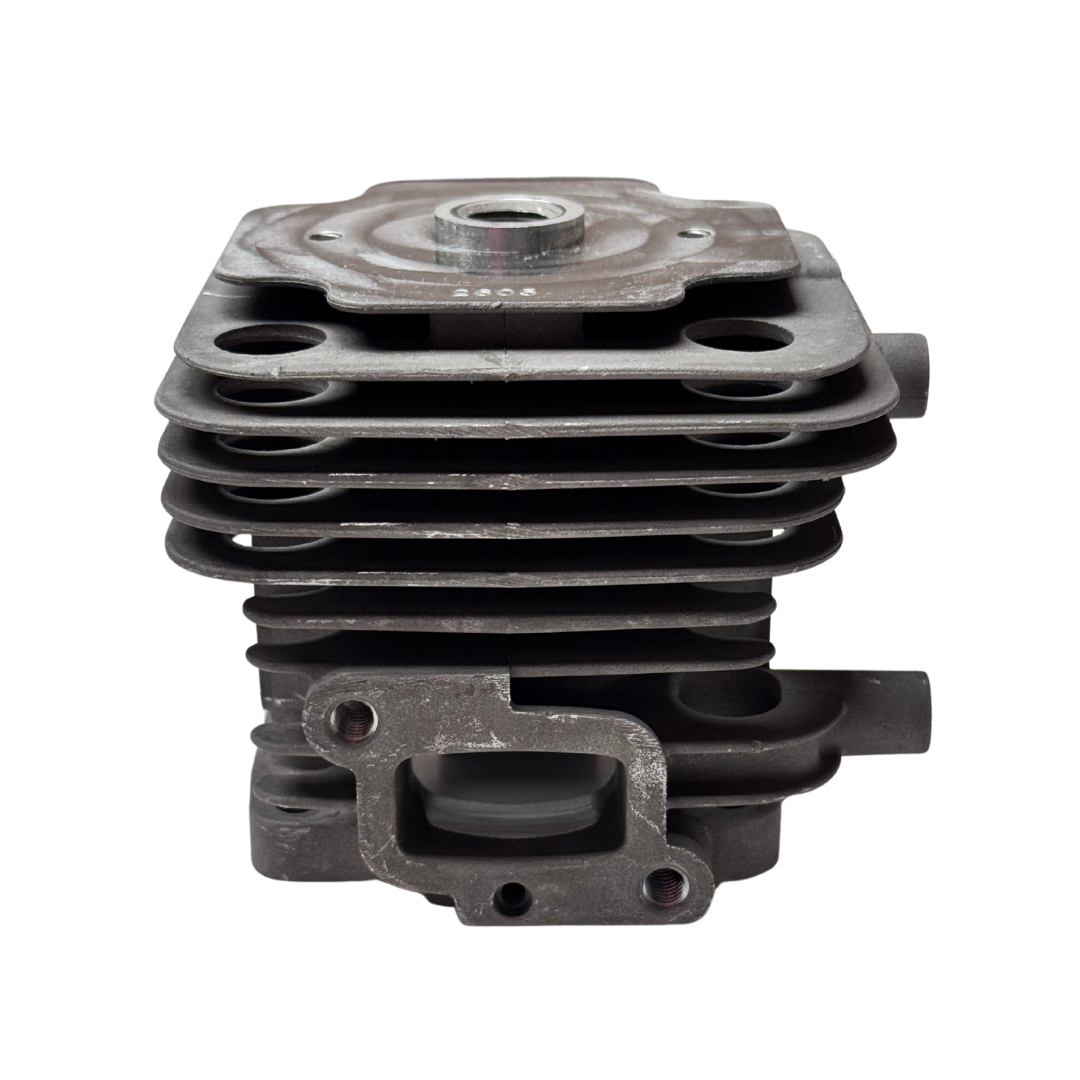 RV-Racing 35.2cc cylinder with visible transfer ports and RV-852 stamp