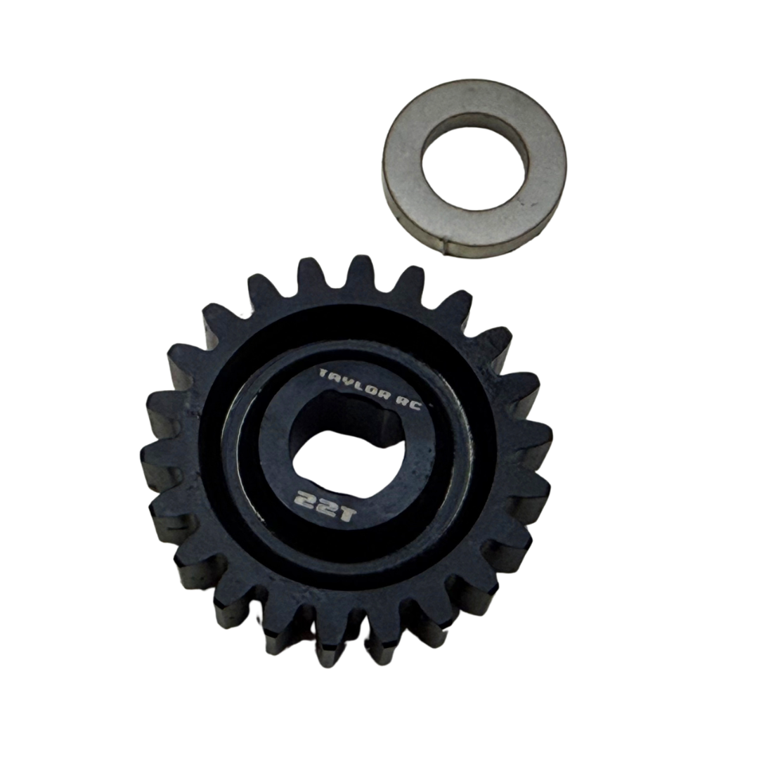 Taylor RC Blackbone pinion gear 22T in black with washer, for Losi 5ive, 5T 2.0 and MCD (for Blackbone bell only)