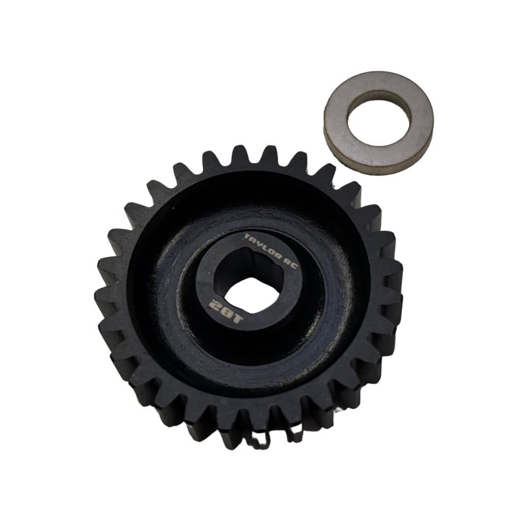 Taylor RC Blackbone pinion gear 28T in black with washer, for Losi 5ive, 5T 2.0 and MCD (for Blackbone bell only)