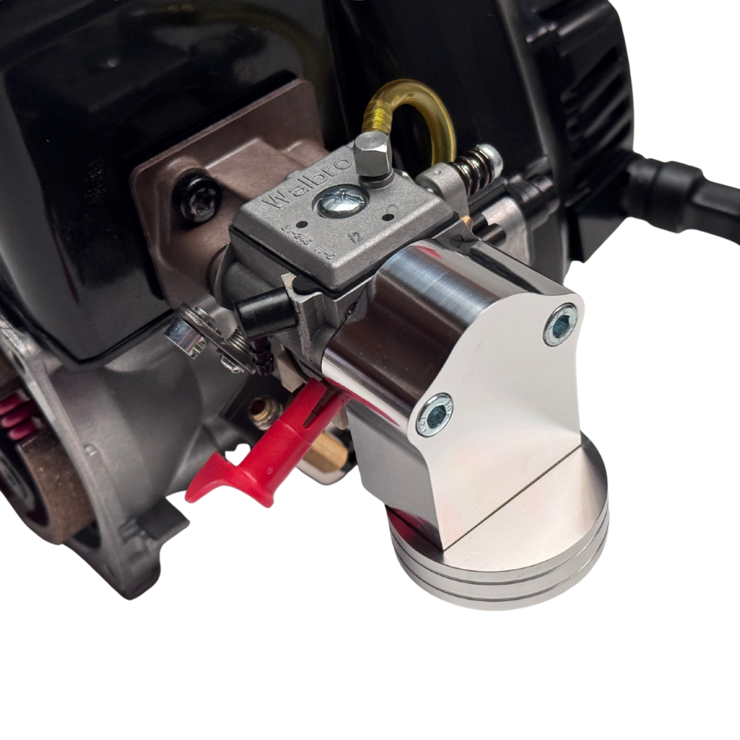 Close-up of a mechanical component with visible branding on a white background