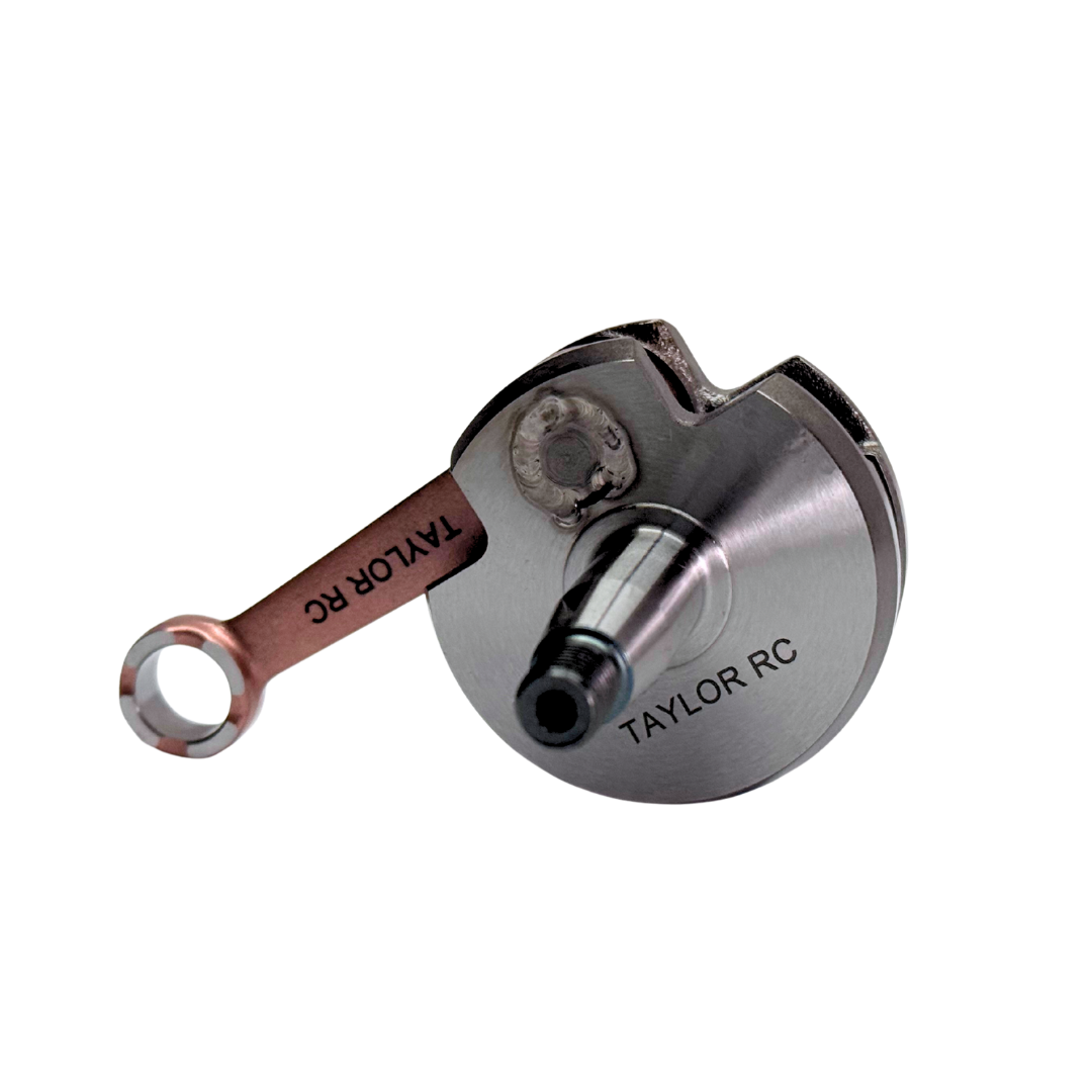 Metallic component with 'Taylor RC' branding on a white background