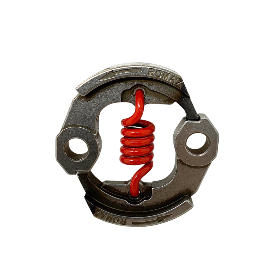 Mechanical clutch with red spring on a white background
