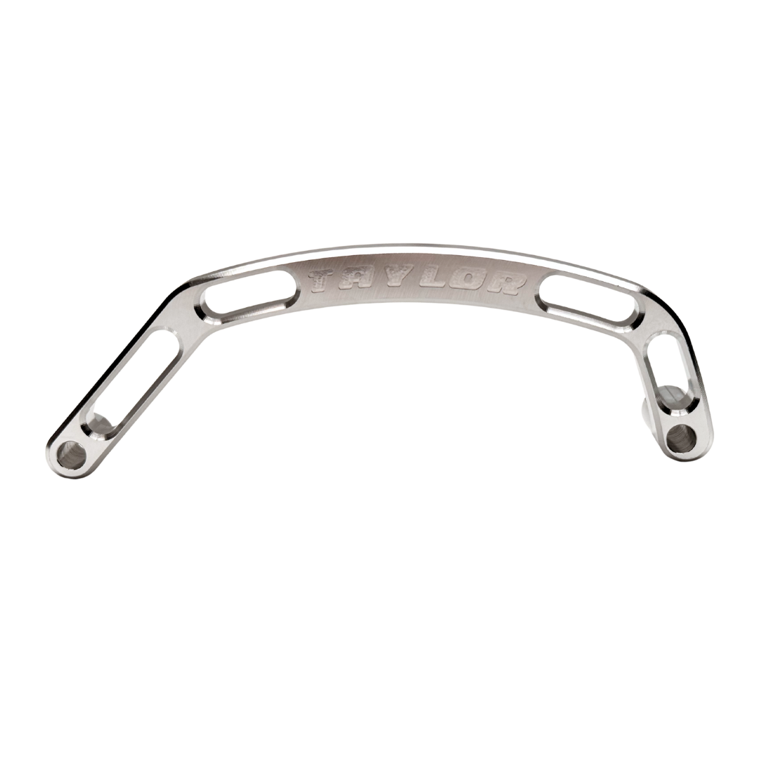 Metallic arch-shaped object with 'Taylor' branding on a white background