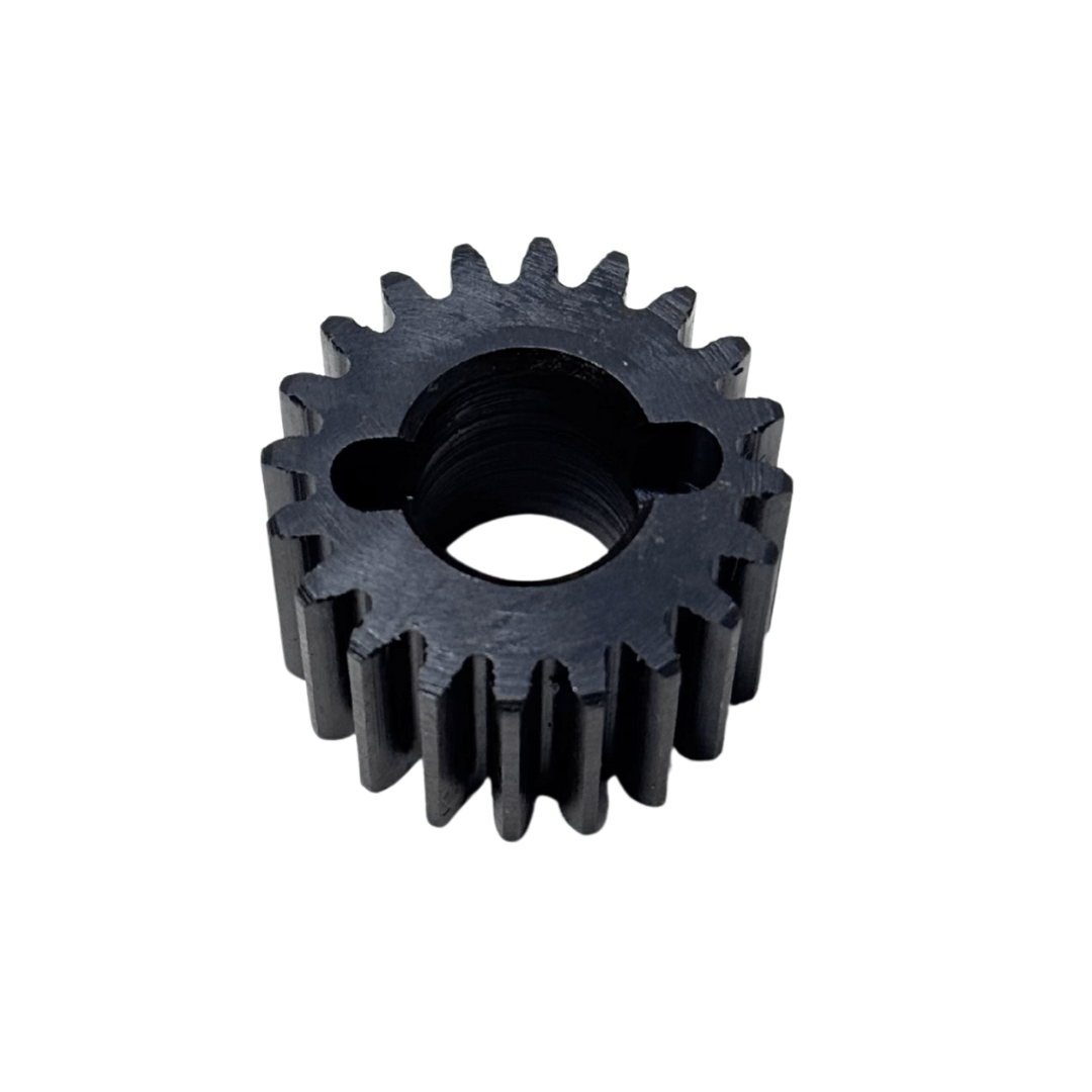 Black metal gear on a white background