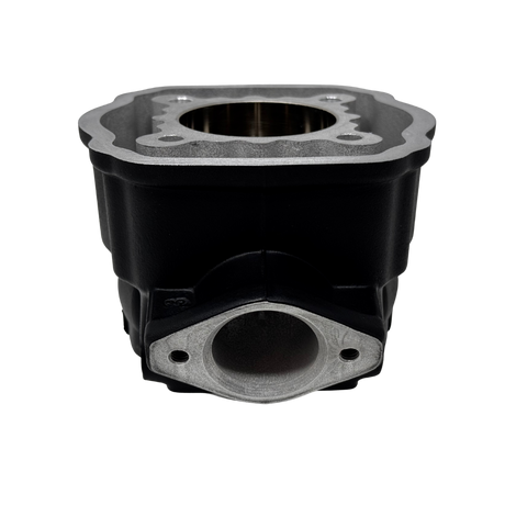 Metal engine cylinder head on a white background