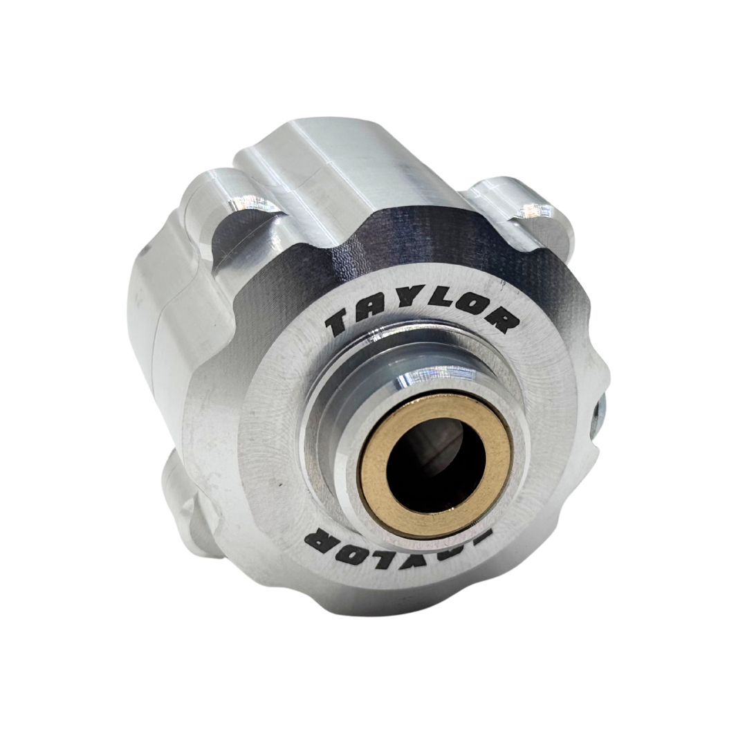 Metallic component with 'Taylor' branding on a white background