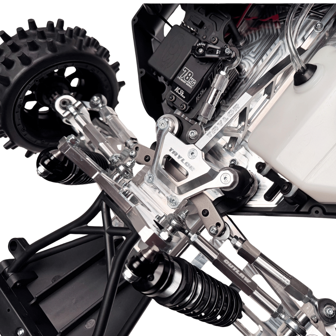 Close-up of a mechanical system with gears and metal components on a green background