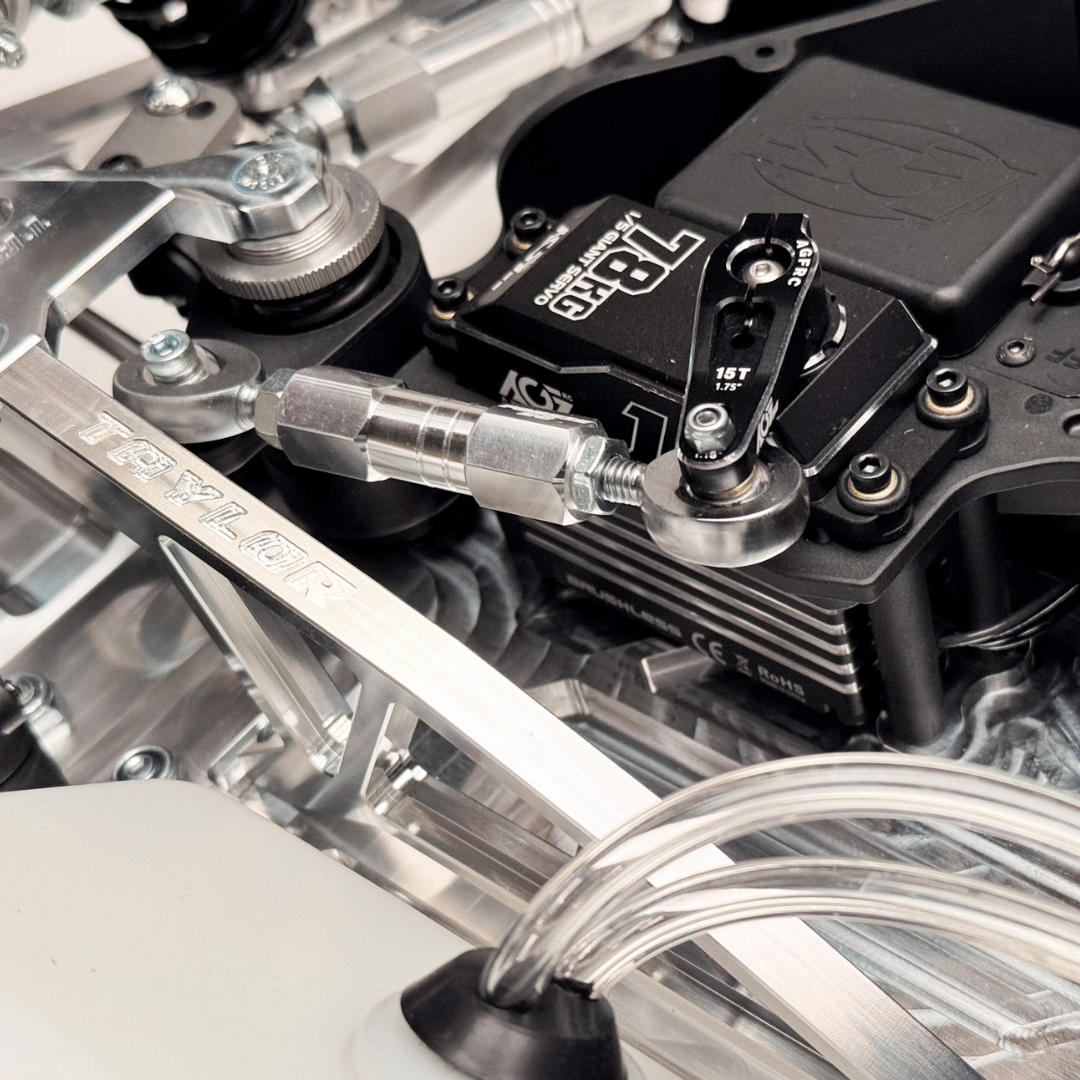 Close-up of a high-performance engine with branded components